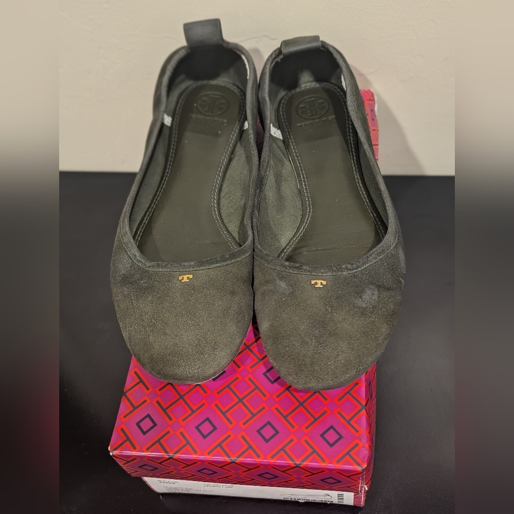 Tory Burch - Size 8.5 - Therese Ballet Flats (Suede Vegan) Color - Leccio